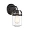 Designers Fountain Jaxon 6in 1-Light Oil Rubbed Bronze Industrial Indoor Wall Sconce with Sand And Clear Glass Shade 90601-ORB - alternate 1